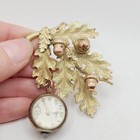 Vintage 1/20 10K Gold Filled Oak Leaf Acorn Brooch w/ Nassau 17J Pendant Watch — photo 2