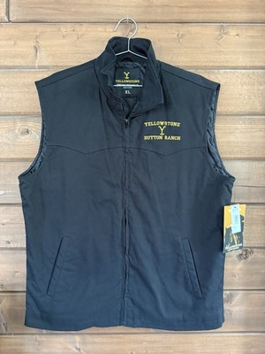 Men s Yellowstone John Dutton Vest Kevin Costner Black Cotton Western Jacket XL