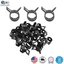 20 Pcs 1/4 Inch ID Manganese Steel Spring Band Hose Clamps - Durable Black Clips
