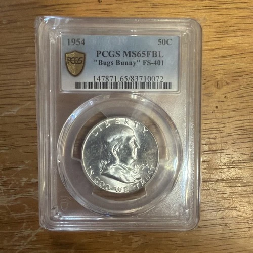 1954 FRANKLIN HALF "Bugs Bunny," FS-401,  PCGS MS65 FBL