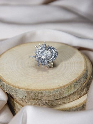 Celestial Sun & Moon Adjustable Silver Tone Ring