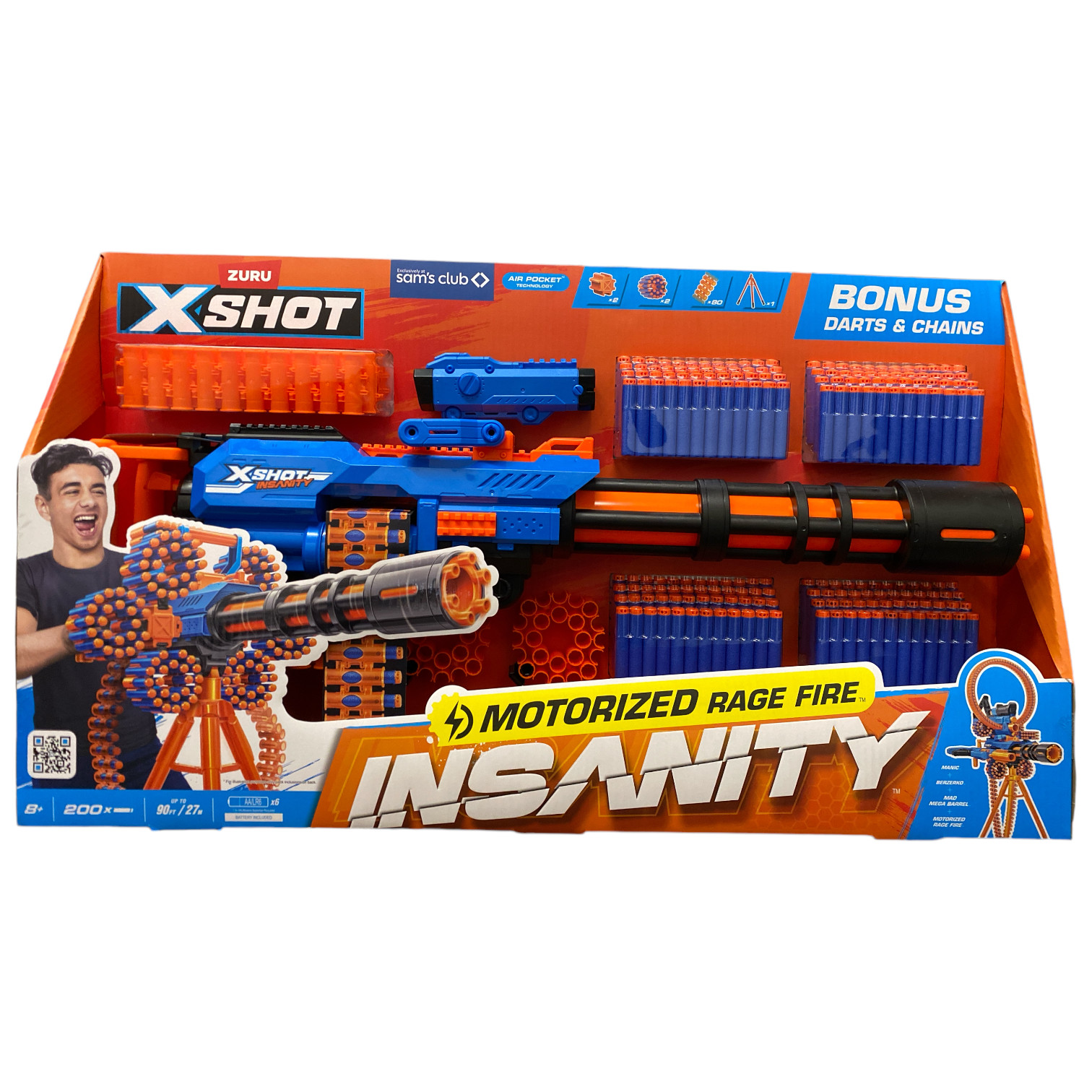 Моторизованный огненный бластер Zuru X-Shot Insanity Rage Fire с треногой и 200 дротиками 17190₽