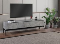 Sideboard Rtv Lowboard Modern Tv StäNder Wohnzimmer Grau Holz Tisch
