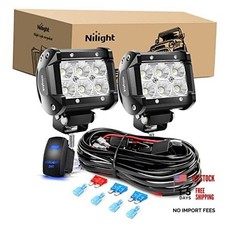 LED Light Bar 2PCS 18W Flood Off Road Lights 12V 5Pin Rocker Switch Wiring