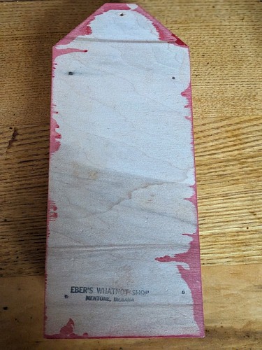 Vintage Hanging Wood Knife Block 1950s Mid Century Cottage Stenciled Red Tulip - Picture 8 of 8