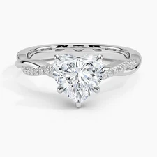 2.00 Ct Heart Cut E VS1 Twisted Vine Lab Grown Diamond Ring in 14K White Gold