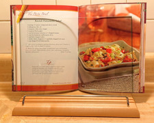 Williams Sonoma Adjustable Cookbook Holder Tempered Glass Maple Wood Stand 12x9