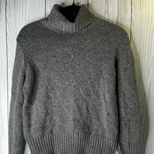 Vintage Old Navy Turtleneck Short Cotton Angora Gray Sweater Pullover Medium y2K