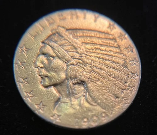 1909 GOLD US $5 DOLLAR INDIAN HEAD HALF EAGLE COIN AU