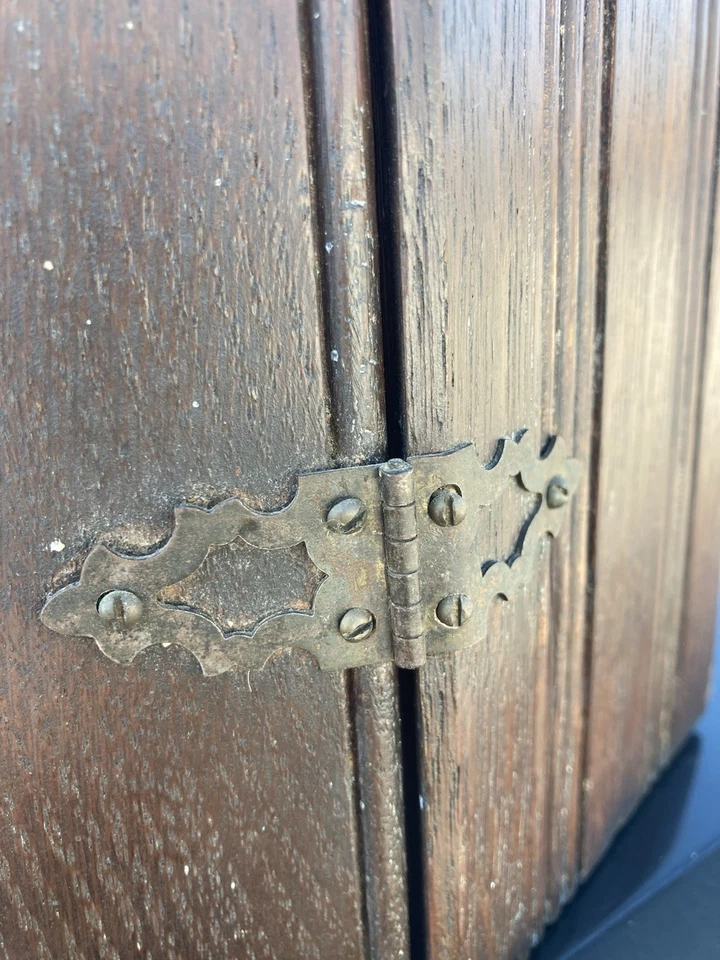 Armário de canto antigo de carvalho para remédios ou joias fazenda vitoriana 20x12x12 - Imagem 3 de 4