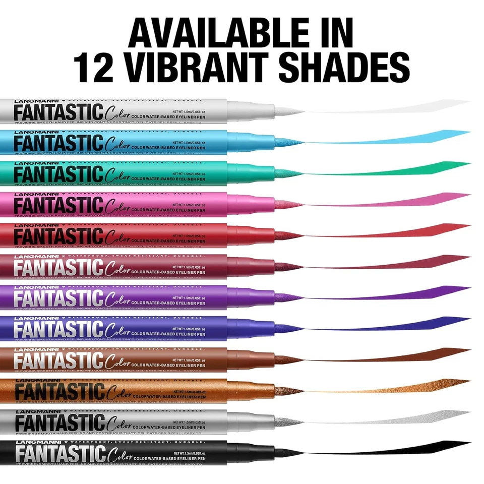 12 Colors Matte Liquid Eyeliner Set, Neon Colorful Pigmented with Long-Lasting, - Image 2 of 4