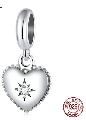 BAMOER European 925 Sterling Silver DIY Charms CZ Starburst love For Bracelets