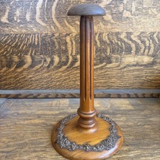 Hat Wig Stand Counter Display Wooden Carved Roses Base Vintage 12  X 7  