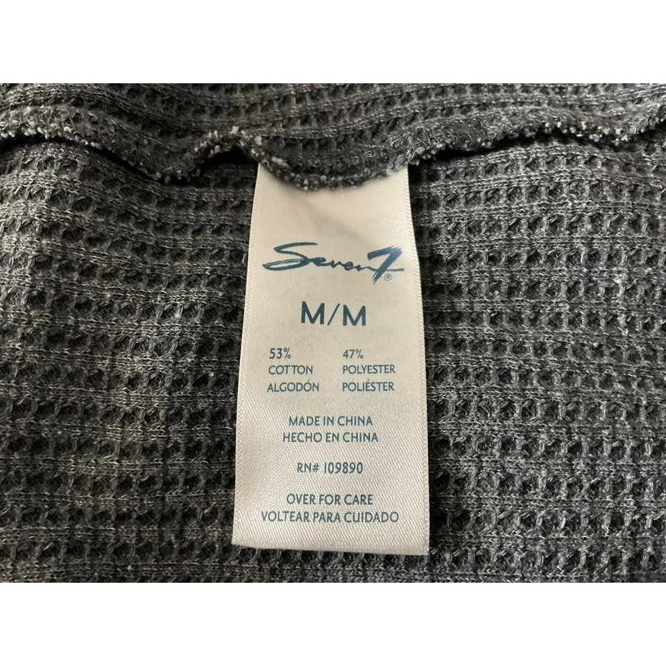 Camisa térmica gris mediana Seven7 para mujer tejido gofre cuello redondo manga larga Foto 3 de 4