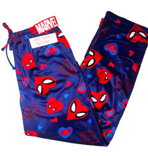 SPIDER-MAN  WEBS VALENTINE  S DAY HEARTS Fleece LOUNGE SLEEP PAJAMA PANTS Men  s
