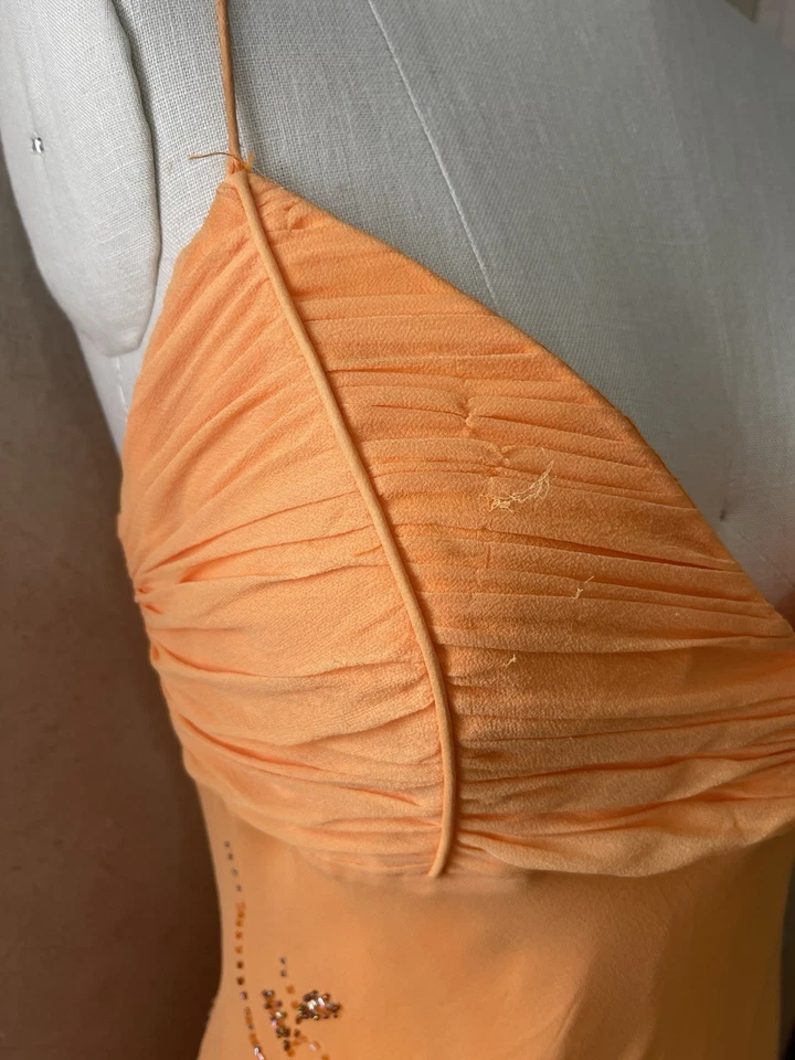 Vintage 90s y2k extreme beaded silk fairy dress prom wedding glamorous 10 orange - image 4 of 4