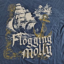 Vtg Y2K Flogging Molly Band T Shirt Size Adult Medium Irish Punk Rock Music Blue