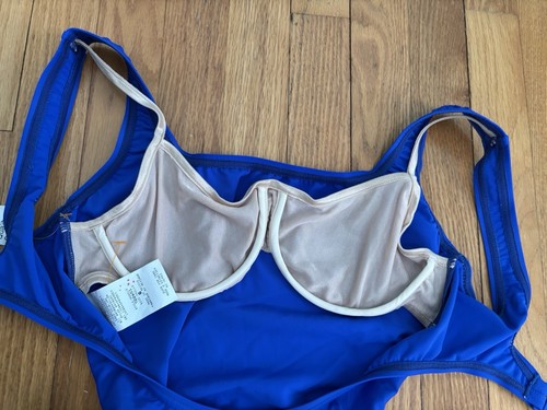 Speedo Vintage New One Piece Swimsuit Built in Bra Blue 6 - Picture 8 of 11