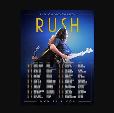 Rush 2026 Fifty Something Tour Poster