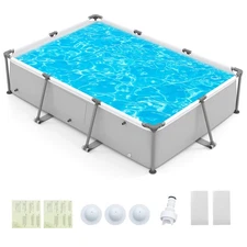 978 Gal Outdoor Family Swimming Pool w/ Metal Frame Multi-layer PVC Fabric