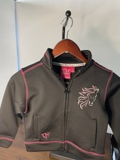 Cowgirl Hardware Toddler 3T Full Zip Jacket Black Embroidered Horse Pink gems.