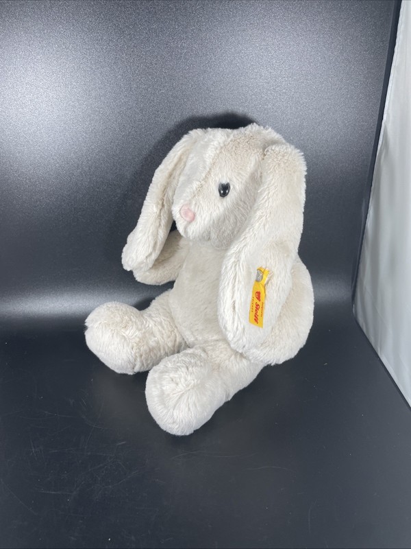 Steiff Hoppie Bunny Rabbit Plush Soft Stuffed Animal. Preowned With Tag In Ear