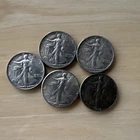 5x Walking Liberty Halves 50C Coins - Mixed Dates/Mints