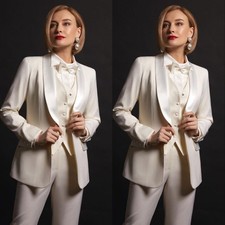 Women Suits White Evening Party Prom Formal Wedding Outfit Ladies Blazers