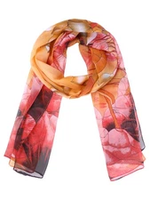 Women's Floral Chiffon Scarf Lotus Lightweight Soft Sheer Long Head Wrap Shaw...