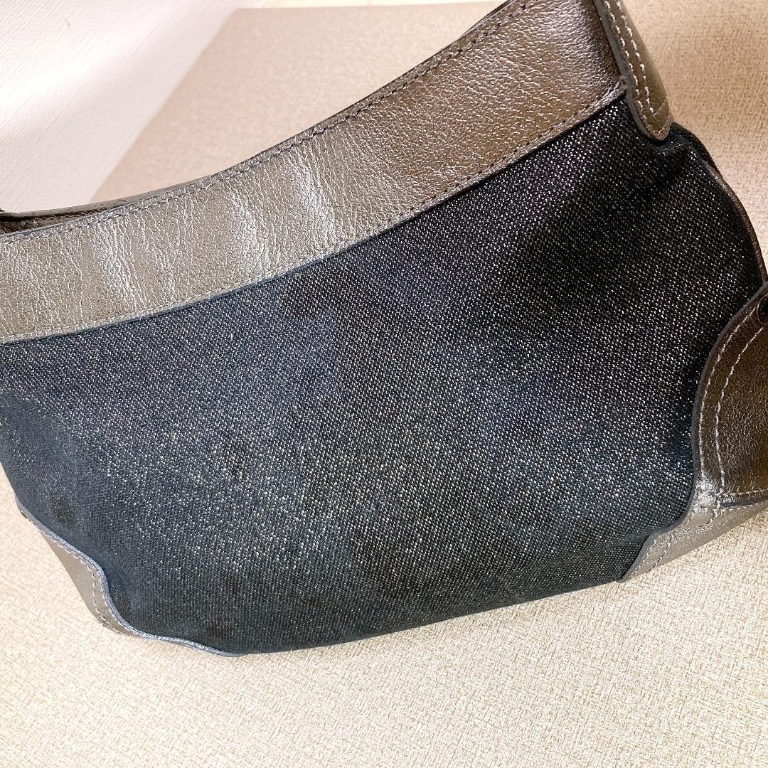 Burberry Blue Label One Shoulder Bag Navy Glitter Canvas Leather Logo Bag New thumbnail 10