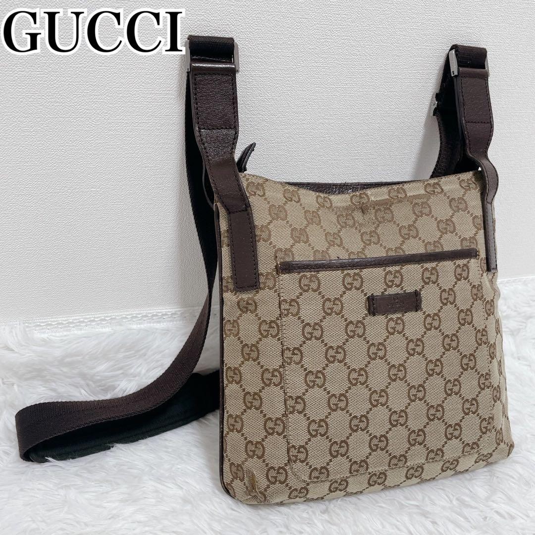 Gucci GG Pattern Shoulder Bag Leather Canvas Used Fashion Accessories