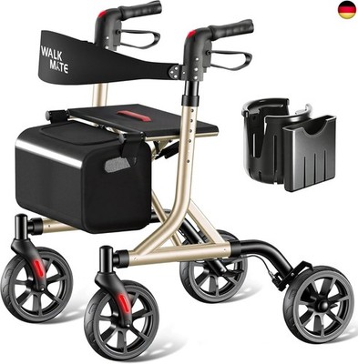 Rollator Faltbar und Leicht mit Sitz - Höhenverstellbar mit 