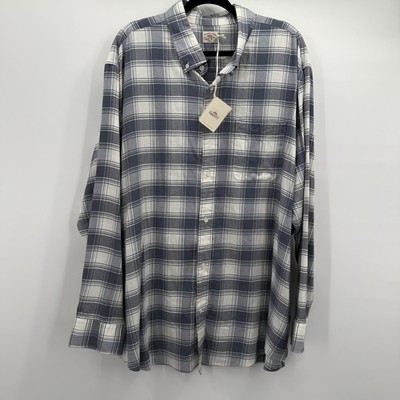 Faherty The All Time Shirt Mens XXL 2XL Navy Cream Shadow Plaid Flannel Button