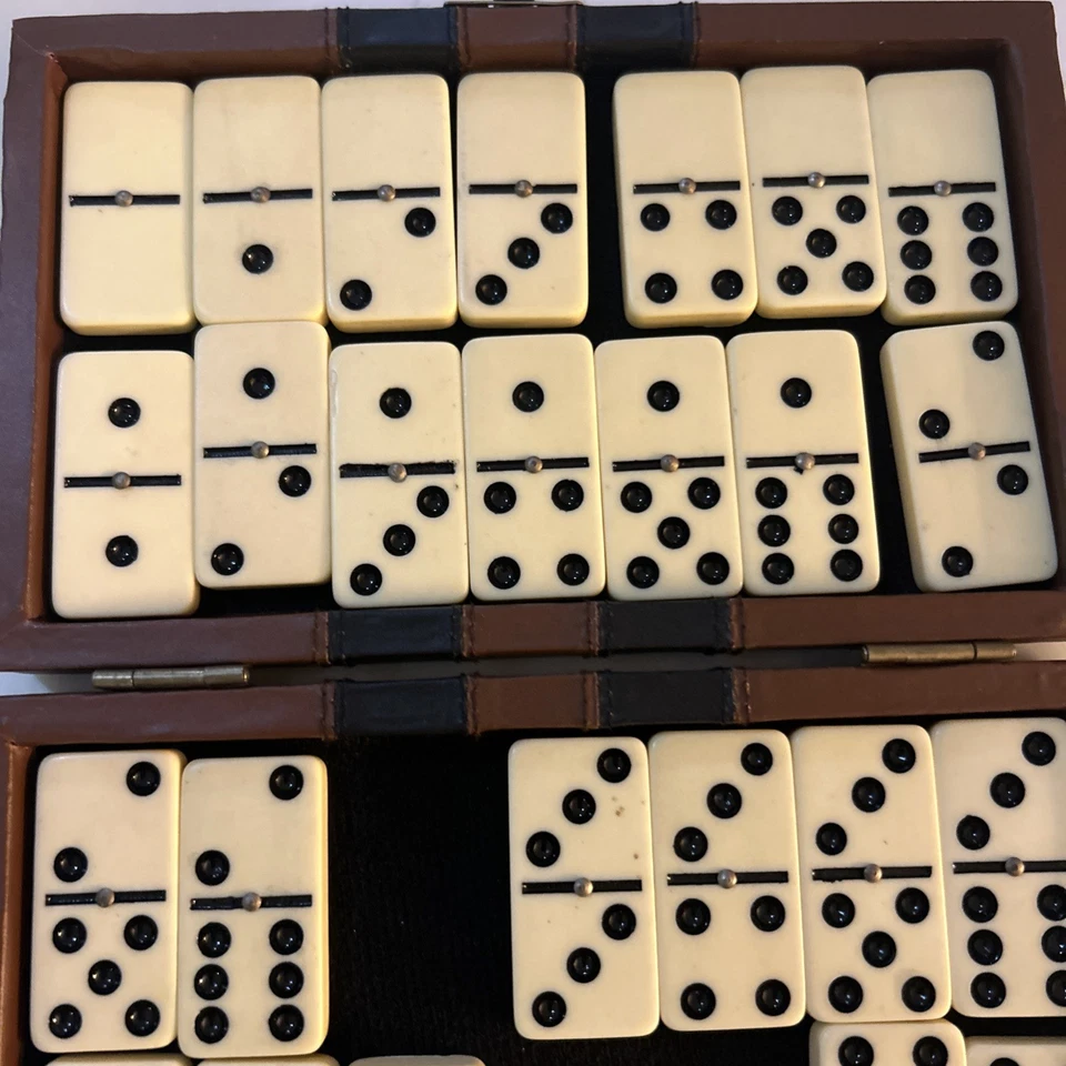 Vintage Ivory Dominoes modern Storage Vinyl Case Toy Collectible - Image 4 of 4