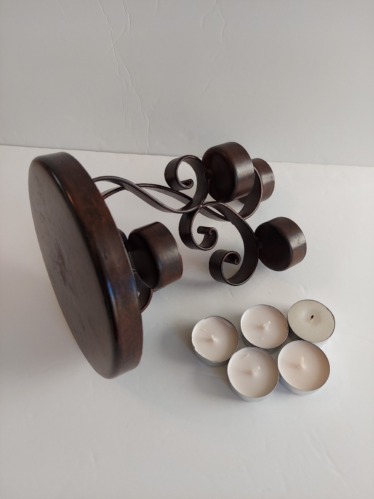 Metal Dark Brown Candle Holder, 5"&times;10" H
