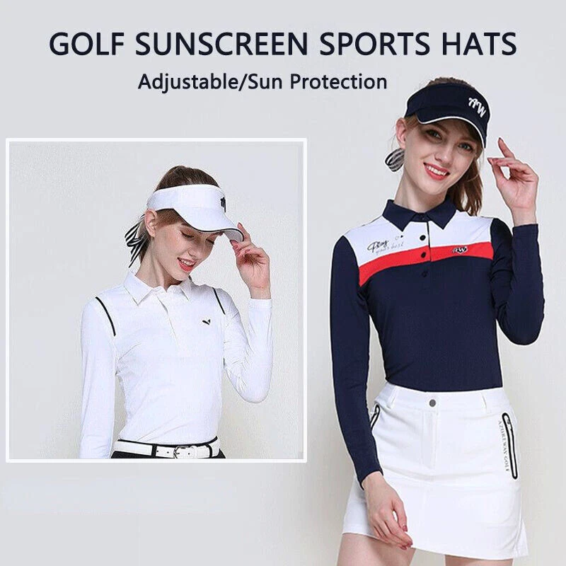 Azureway Adjustable Empty Top Women Golf Hat Bow Knot Sun Visor Anti-UV Caps