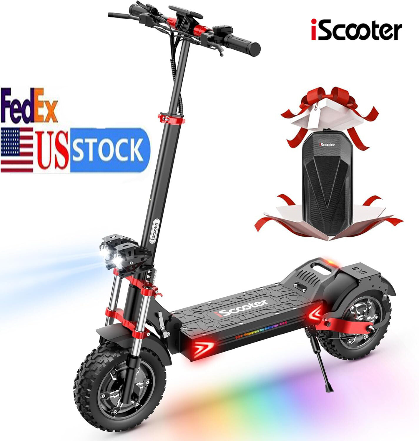 2400W Folding Electric Scooter with 38MPH Speed, 12'' Off-Road Tires, 8 Speed Modes