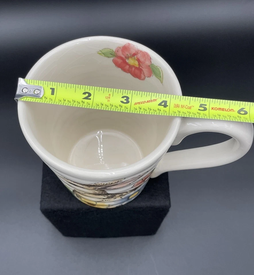 Кружка Prairie Rabbit Bunny коричневая белая коренастая 4,5 дюйма цветы максера весенний цветочный узор - Изображение 4 из 4