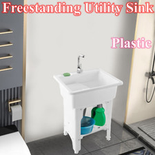 Laundry Utility Sink Freestanding Outdoor Washing Tub Wash Station Sink Faucet