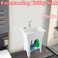 Laundry Utility Sink Freestanding Outdoor Washing Tub Wash Station Sink & Faucet