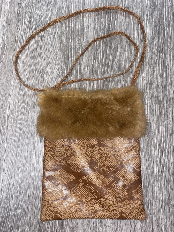 VICTORIA'S SECRET Crossbody Snake Skin Print Fur Border Purse Handbag  ❤️blt7m80 - Image 2 of 4