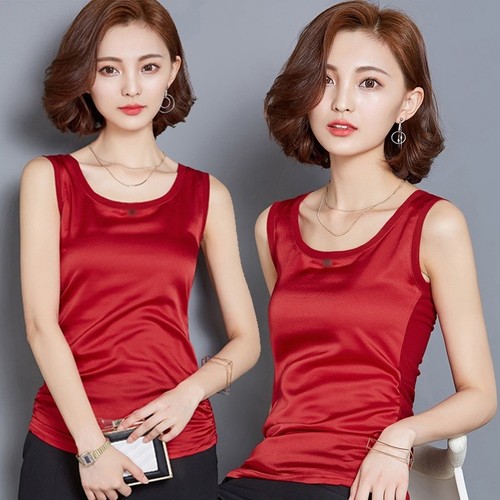 silk satin sleeveless tops
