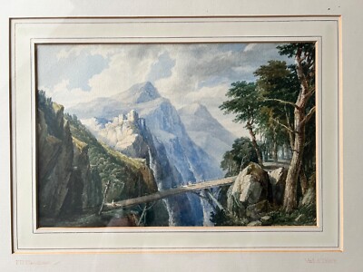 Val D Isere Original Aquarell 19. Jahrhundert von Frederick Henry Henshaw um 1840