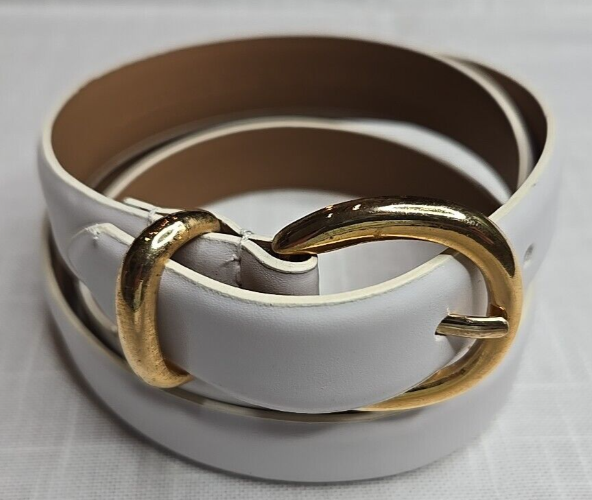 White Leather and Gold Belt. Size S/M Paloma Picasso White and Gold Belt Size S/M - Etsy main image 2