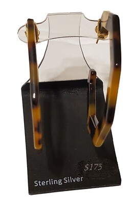 Simone I. Smith Hexagon Tortoise Shell-Look Lucite Hoop Earrings 18k Gold/Silver