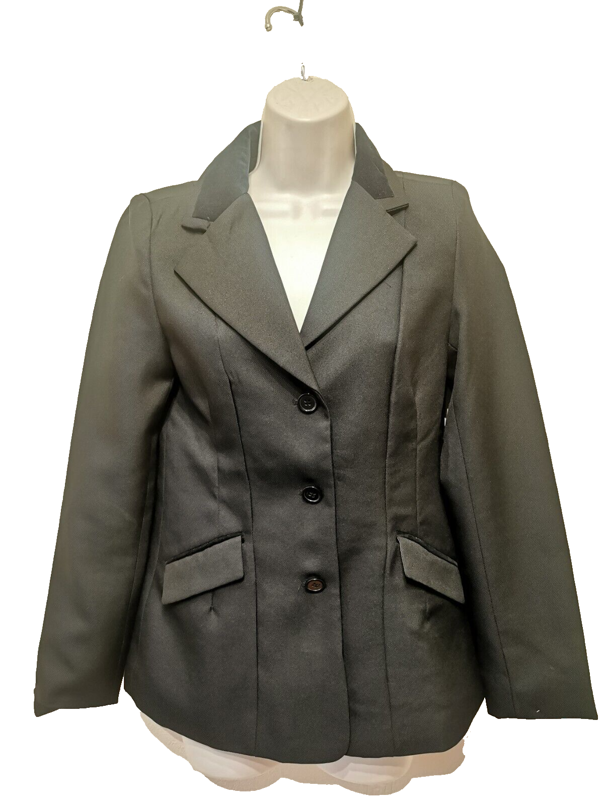 Giacca da equitazione pony cavallo 32" PETTO POLIESTERE NERO RICHIESTO COLLETTO DI VELLUTO