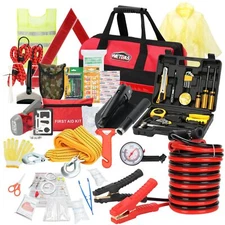 Car Emergency Kit Roadside Safety for Vehicles Jumper Cables Repair Tool Set Bag