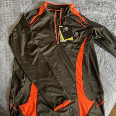 Womens Karrimor Xlite 1/2 Zip Running Top Dark Olive/Orange SMALL BNWT