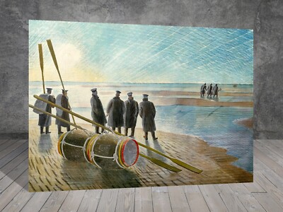 Eric Ravilious Gefährliche Arbeit bei Ebbe LEINWAND GEMÄLDE KUNSTDRUCK 1112