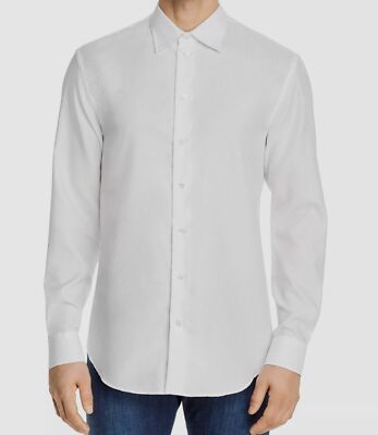 $345 Emporio Armani Men White Long-Sleeve Button-Down Sport